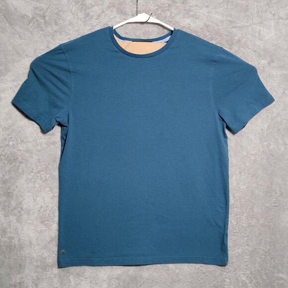 Greyson Shirt Mens Medium Blue Crewneck Wolf Logo Athletic Casual Tee Stretch - Picture 1 of 9